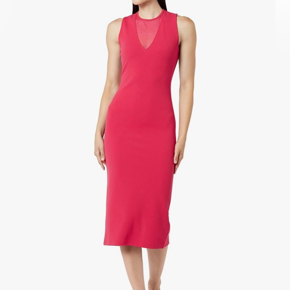 The Drop Joce Mesh V-neck Midi Dress